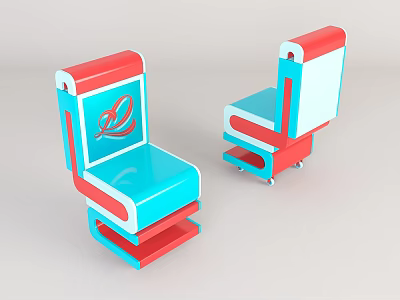Modern Leisure Chairs With Blue Red Color And Modern Design For Comfortable Seating 3d model