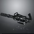 Black Machine Gun with Multiple Barrels Metal Handle Tactical Design and Compact Structure 3d model