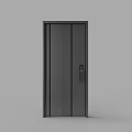 Modern Dark Gray Security Door Featuring Vertical Lines And Electronic Lock 3d model