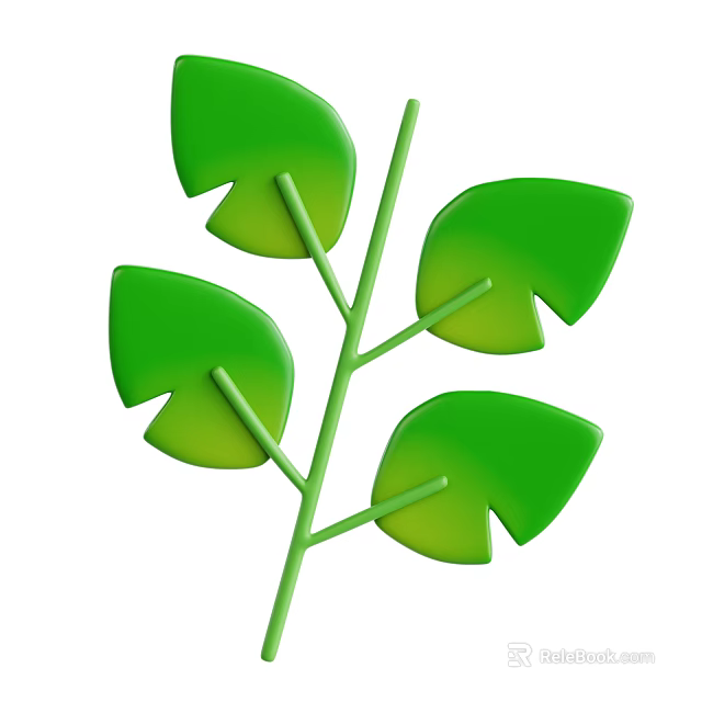 Vibrant Green Plant Leaves With Natural Fresh Simple Design 3d model 