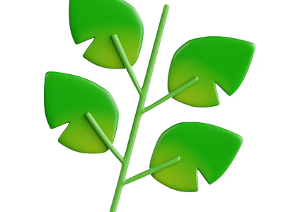 Vibrant Green Plant Leaves With Natural Fresh Simple Design 3d model