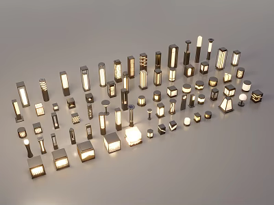 Different Types of Outdoor Lights with Stylish Designs and Bright Illumination 3d model