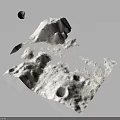 Realistic Moon Surface 3D Render with Distant Earth and Gray Craters 3d model