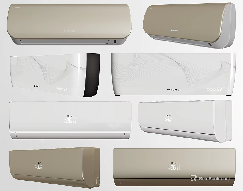 Air Conditioner Fans With Various Styles And Neutral Colors For Home Use 3d model 