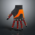 Character's Bionic Mechanical Glove For Human Creature With Black And Orange Joints