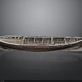 Vintage Wooden Boat Featuring Red Hull And Weathered Interior Frames