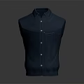 Dark Blue Collared Shirt On Mannequin With Buttoned Front And Chest Pocket