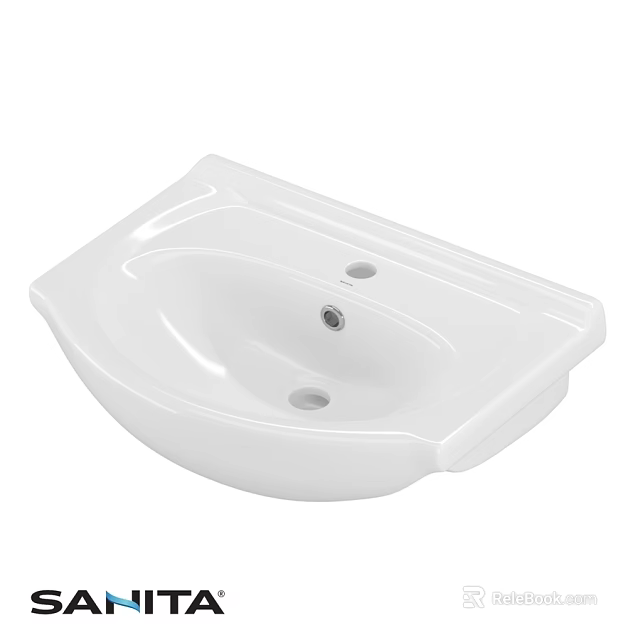 Modern White Ceramic Wash Basin With Sleek Design And Countertop Mount 3d model 