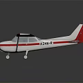 Elegant Small Airplane with White Body and Red Tail on Black Reflective Background