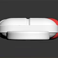 White Round And Oval Pills With Red White Capsule On Dark Reflective Surface 3d model