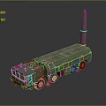 Green Military Armored Combat Tank With Long Range Missile Launcher System And Heavy Tracks