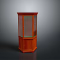 Mahogany Hexagonal Glass Door Display Cabinet With Corner Storage Design