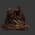 Dark Colored Irregular Shaped Mineral Crystal With Rough Surface And Layered Texture On Dark Background