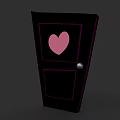 Black Interior Door With Pink Heart Design And Silver Doorknob