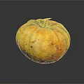 Fresh Yellow Striped Speckled Pumpkin With Reflection On Black Background For Food