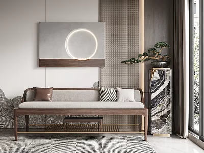 New Chinese-style Multi-person Sofa Lohan Bed 3d model