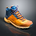 High Top Brown And Blue Outdoor Shoes With Blue Laces And Rubber Sole