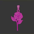 Elegant Rose Shaped Metallic Pendant With Leaf Detail Fashion Jewelry Accessory For Women