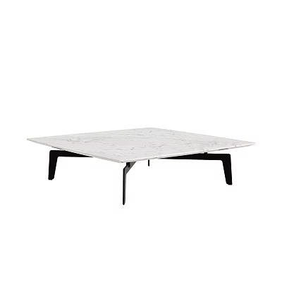 Modern Coffee Table With White Marble Top And Black Metal Legs Design 3d model