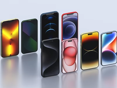 Latest Smartphones With Various Colors And Modern Screen Display Designs 3d model
