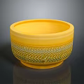 Yellow Ceramic Bowl With Decorative Pattern And Small Dots Design 3d model