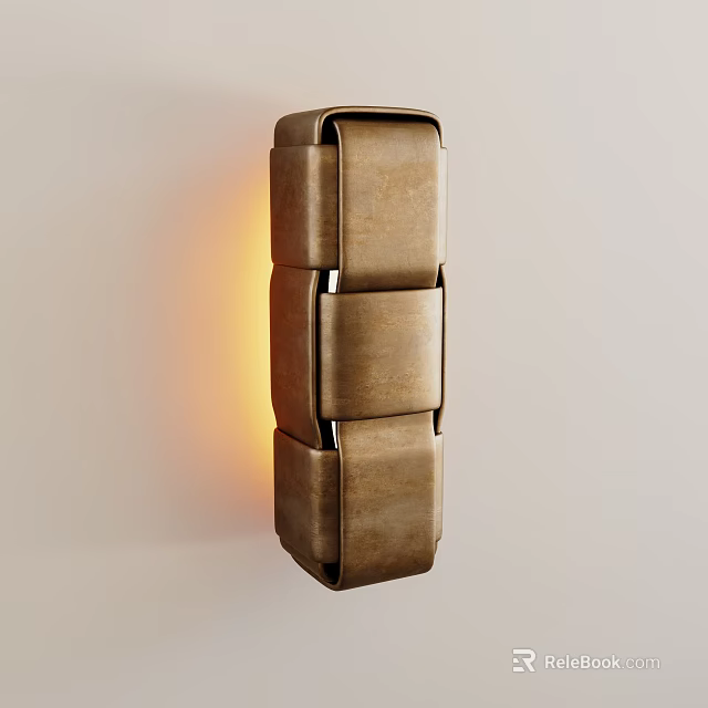 Modern Abstract Wall Lamp With Brown Leather Texture And Warm Layered Light 3d model
