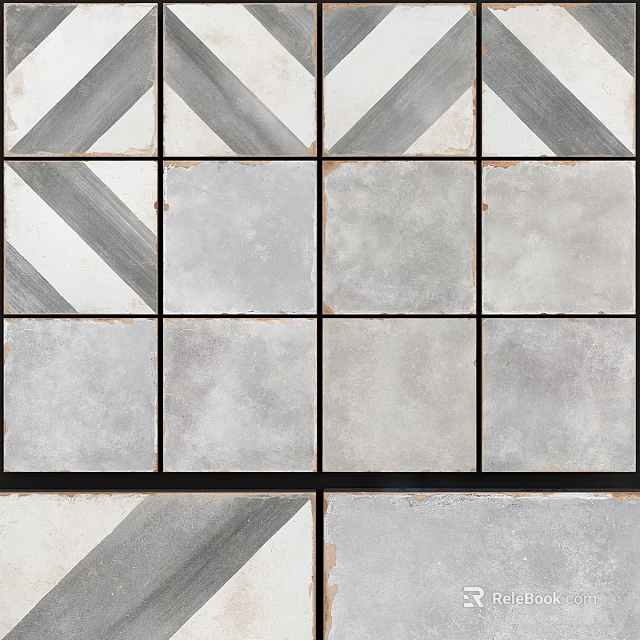 Geometric Gray Floor Tiles With Modern Pattern Design 3d model