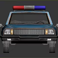 Blue Police Car With Red And Blue Lights Silver Accents And Cartoon Style Design