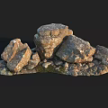 Natural Stone and Wood Stacked Arrangement with Rustic Texture for Garden Decor