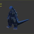Giant Black Monster Character Standing With Spiked Back Long Tail And Orange Claws