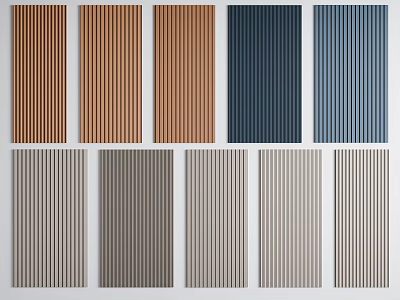 Modern Wall Panels with Striped Textures and Various Colors for Interior Design 3d model