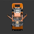 Orange 3D Car Model Featuring Open Doors Yellow Rims And Black Design Details