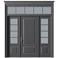 Stylish Dark Gray Hinged Door With Glass Panels And Sleek Frame Design