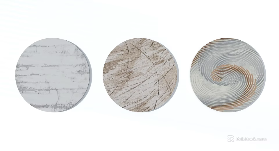Round Carpets With Various Textured Patterns And Neutral Color Tones For Home Decor 3d model