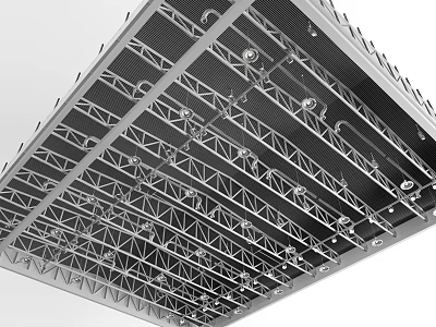 Modern Ceiling Structure With Metal Grid Framework And Industrial Design Elements 3d model