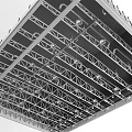 Modern Ceiling Structure With Metal Grid Framework And Industrial Design Elements