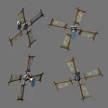 Vintage Style Building Components With Wooden Cross Frames And Decorative Panels