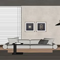 Modern double sofa multiplayer sofa 3d model