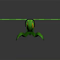 Green Futuristic Mechanical Insect Creature With Transparent Wings And Glowing Orange Accents
