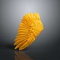 Artistic Yellow Bird Wings Sculpture With Detailed Feather Texture And Smooth Design 3d model