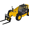 CAT Yellow Forklift Function Vehicle With Black Cabin Large Tires And Fork Attachment