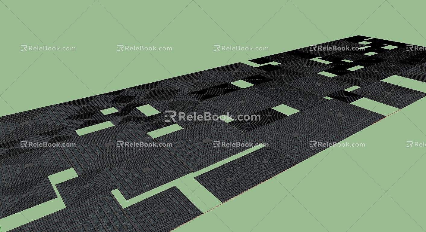 Chinese-style floor tile with word pattern 3d model