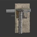 Industrial Equipment Installation In Concrete Enclosure With Mechanical Pipes And Gears