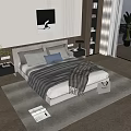 Modern Double Bed With Soft Bedding Side Nightstands Wall Art And Floor Rug 3d model