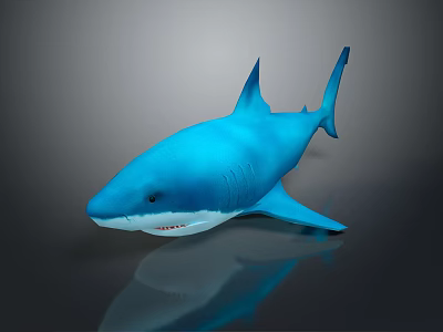 Realistic Blue Shark 3D Model With Detailed Features On Black Background 3d model