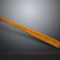 Vintage Wooden Baseball Bat With Smooth Surface On Gray Background 3d model