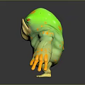 Character And Creature 3D Model With Green Body Yellow Spots Large Mouth Arms And Legs