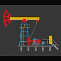 Colorful Oil Pump 3D Model with Yellow Red Blue Structure Platform Base and Industrial Machinery