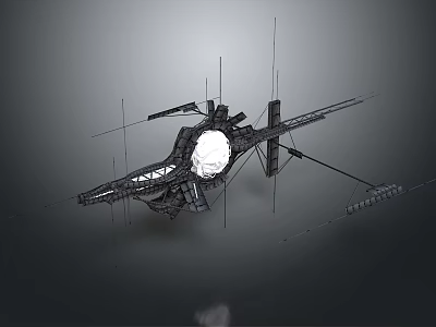 Detailed Wireframe Spaceship 3D Model With Structural Rendering And Design Details 3d model