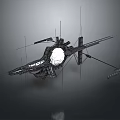 Detailed Wireframe Spaceship 3D Model With Structural Rendering And Design Details
